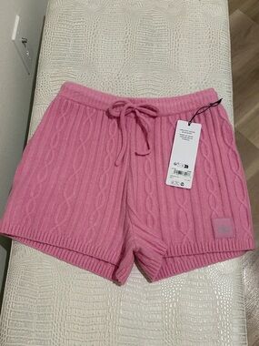ALO Yoga Pink Cable Knit Drawstring Women's Shorts